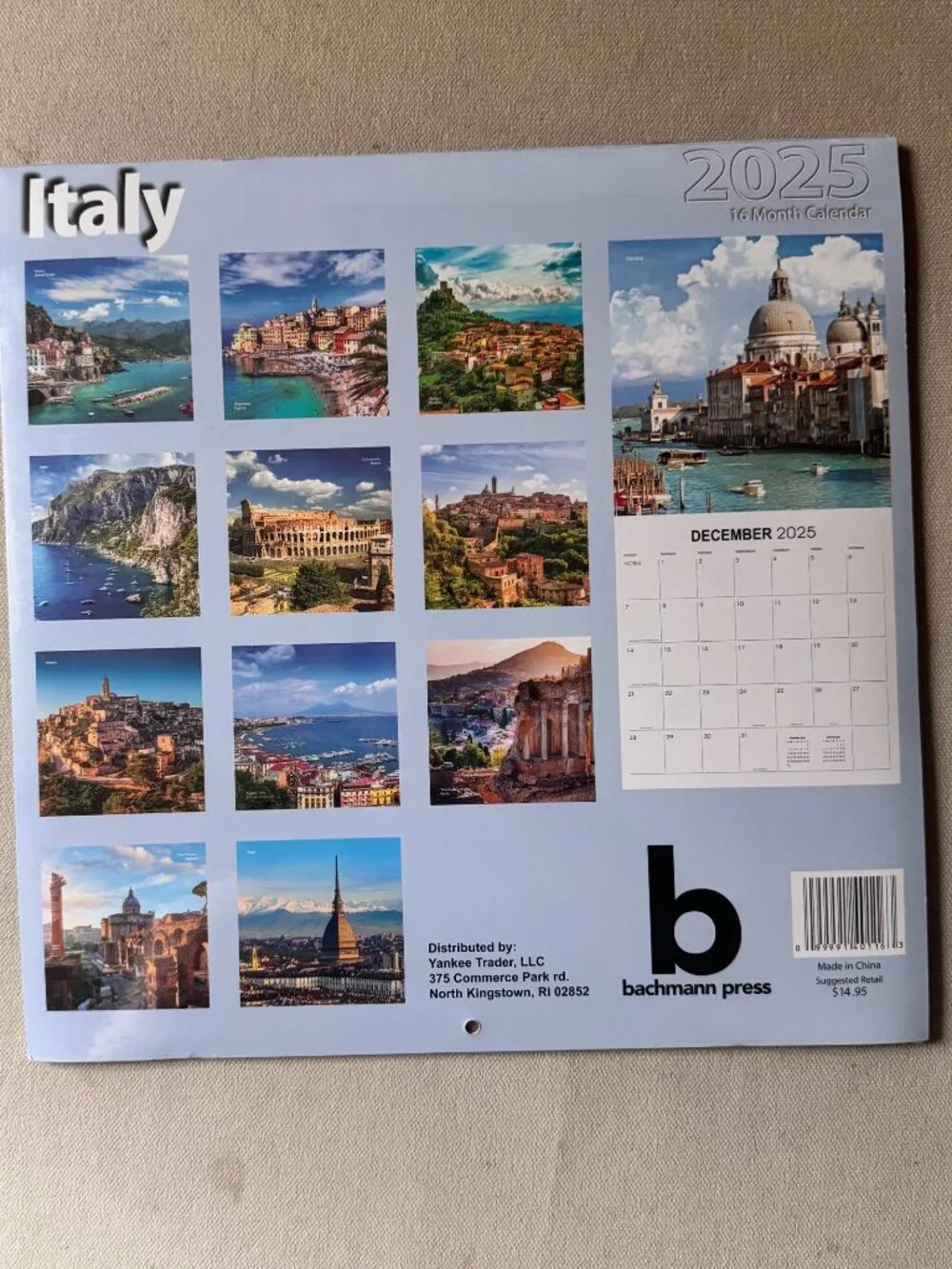 ITALY 2025 Calendar Brand New Sealed - Great for Framing, Crafts, Scrap Booking